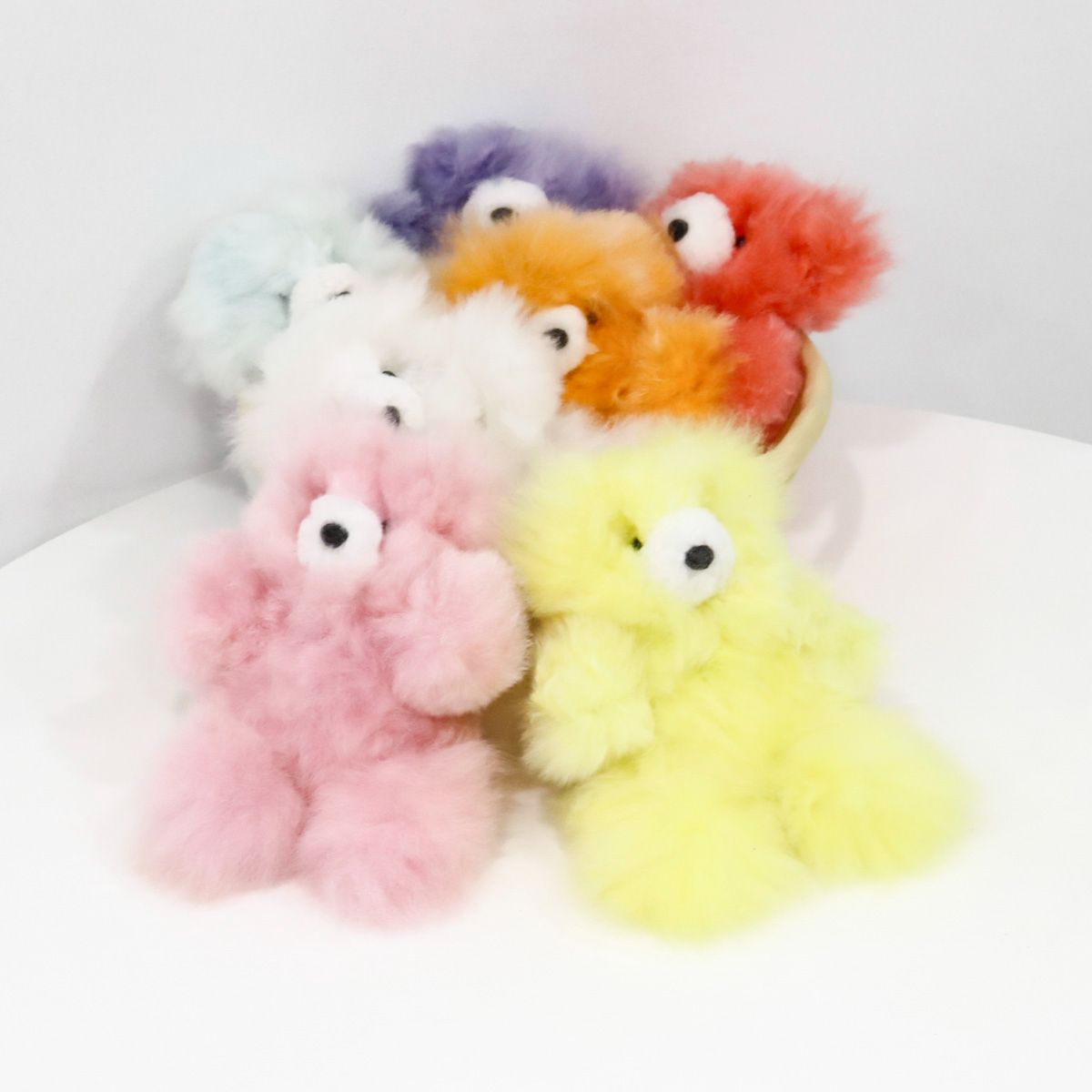 Handmade Real Alpaca Fur Fluffy Bear Keyring Bag Charm 20cm