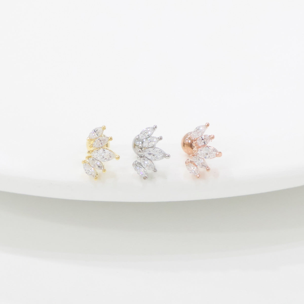 Wing Marquise Cubic Surgical Steel Cartilage Stud 3 Colors