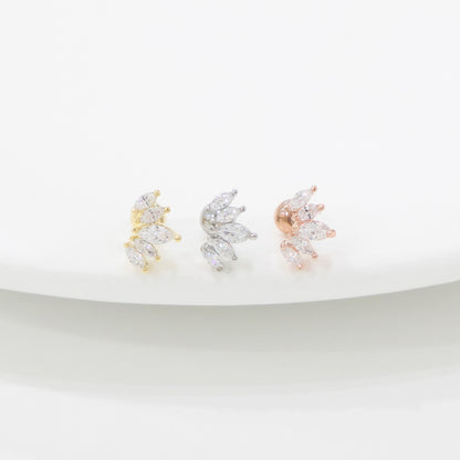 Wing Marquise Cubic Surgical Steel Cartilage Stud 3 Colors