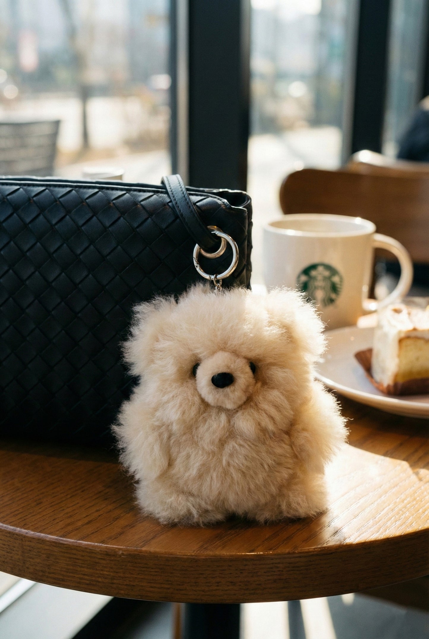 20cm Giant Real Alpaca Fur Teddy Bear Keychain Bag Charm
