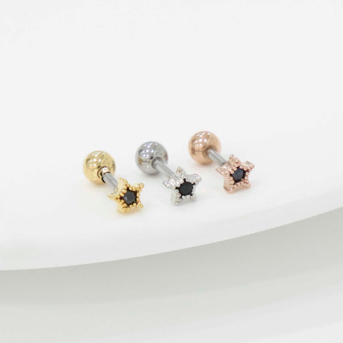 Mini Star Barbell Piercing | CZ Stone | Gold/Silver/Rose Gold