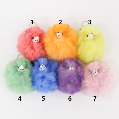 Real Alpaca Fur Fluffy Handcrafted Keychain Bag Charm