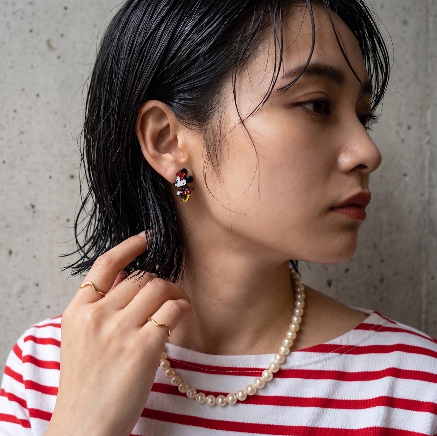 Mickey & Minnie 3D Ear Jacket Earrings | Grunge Glam | Handmade Korea