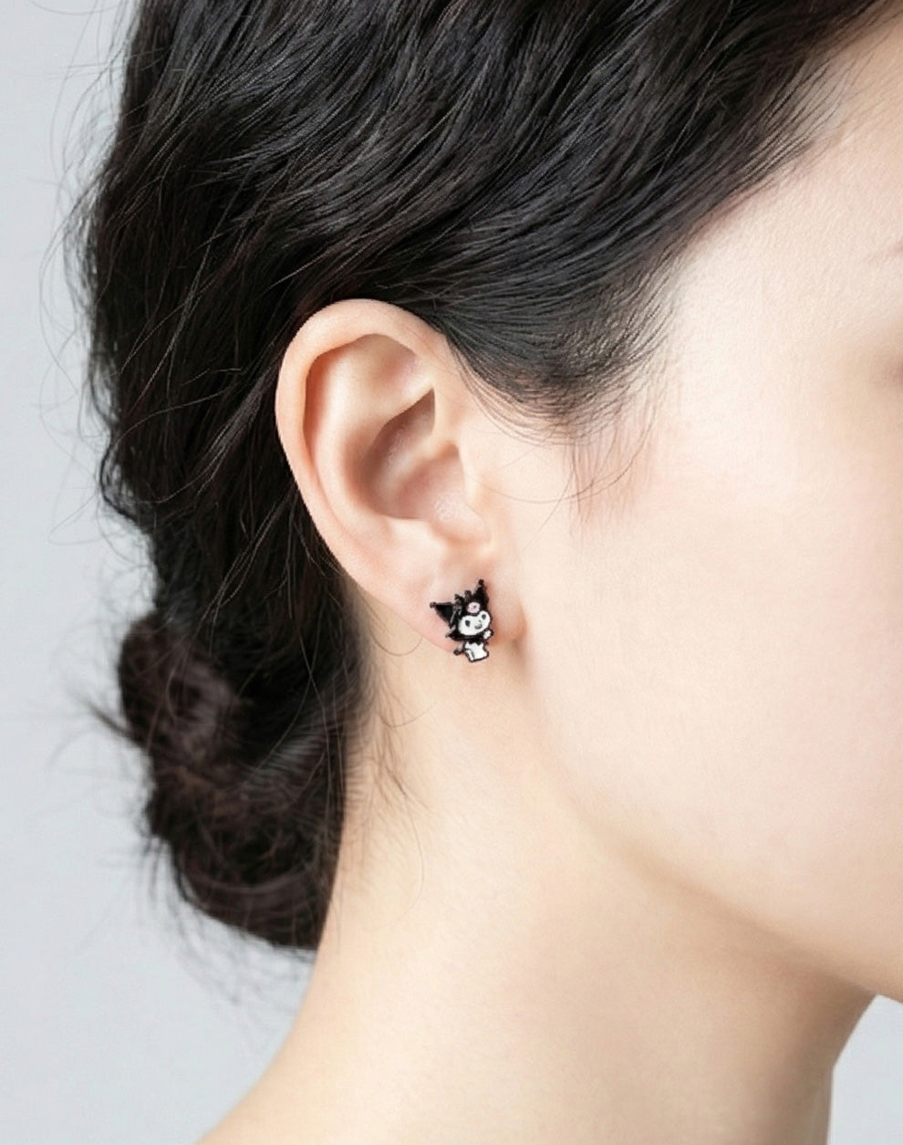Kuromi Mini Stud Earrings – 925 Silver Post, Enamel Brass | Made in Korea (Pair, 2 Designs)