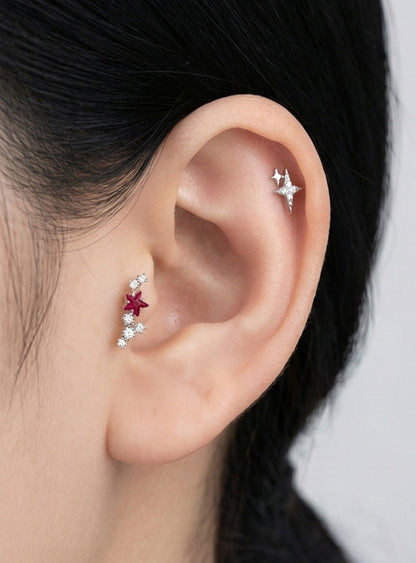 Starburst Helix Barbell Stud – Gold / Rose Gold / Silver (Single)