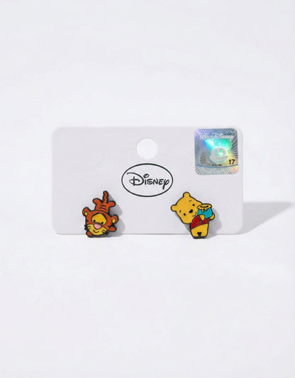 Disney Tigger and Winnie the Pooh asymmetrical earrings, enamel character studs with sterling silver posts