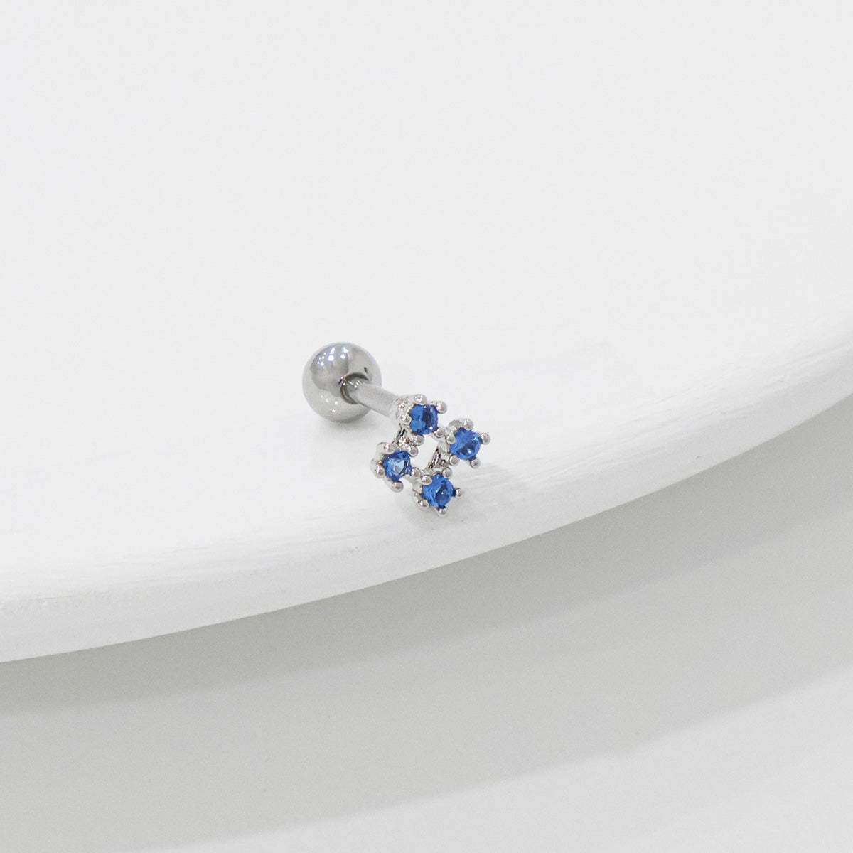 Blue CZ Barbell Studs (3 Styles) – Rhodium Plated