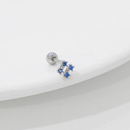Blue CZ Barbell Studs (3 Styles) – Rhodium Plated