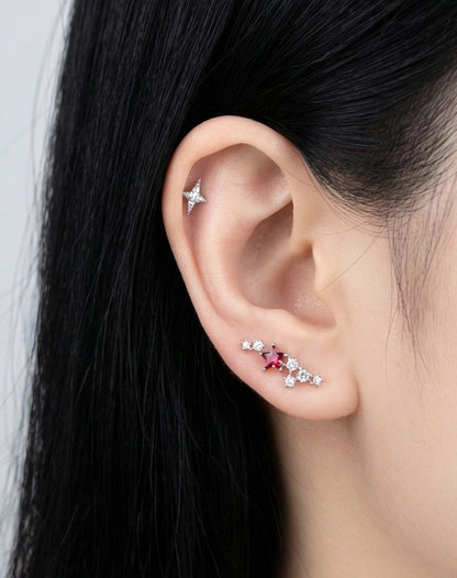 Helix Barbell – Star Cluster (Red) in Pink & Silver R