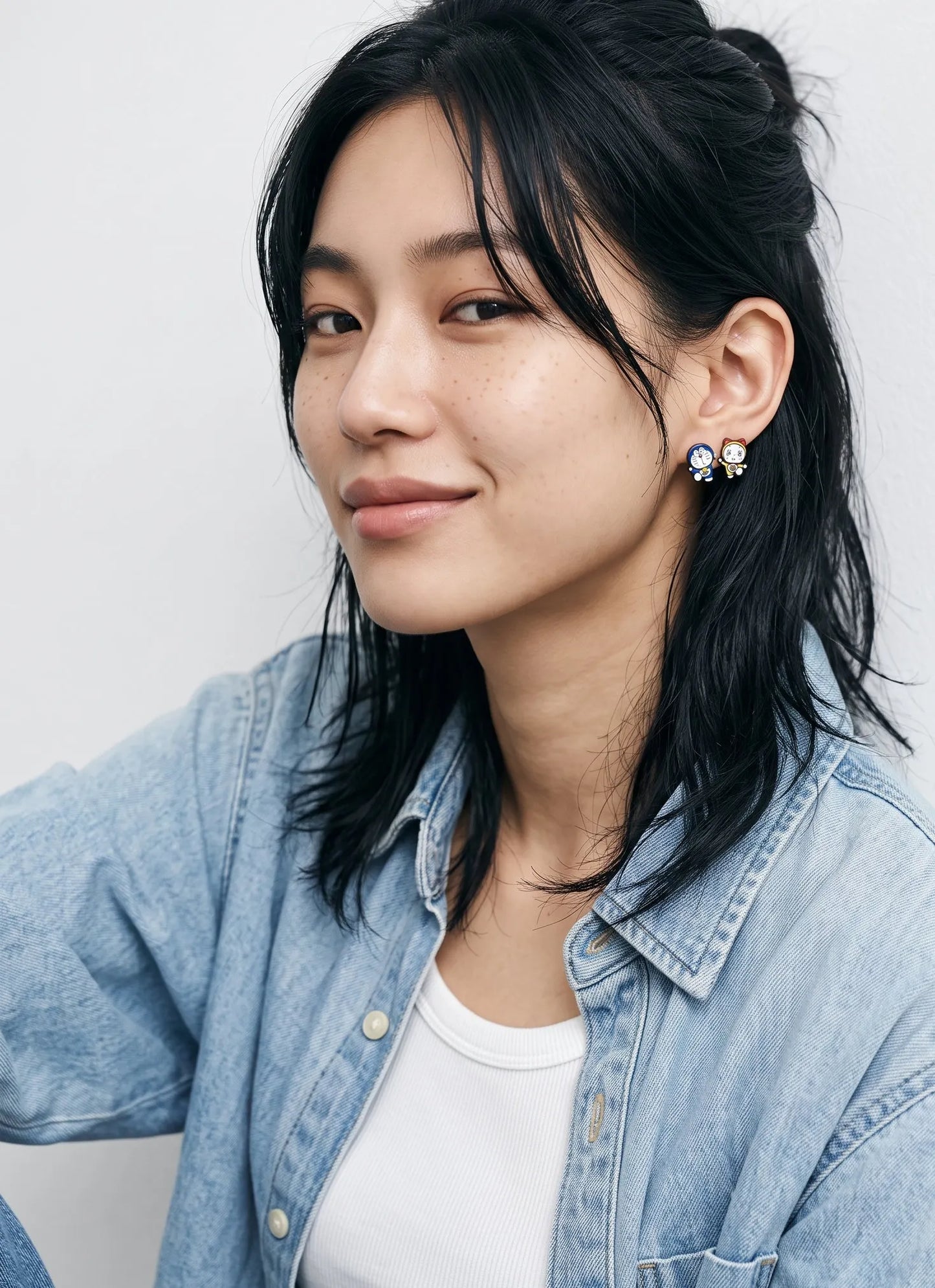 Doraemon & Dorami Mismatched Studs — Handmade in Korea