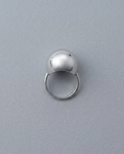 Top-down view 8ttitto8 hollow dome ring 925 silver, bold chunky statement ring custom made grunge aesthetic inspo.