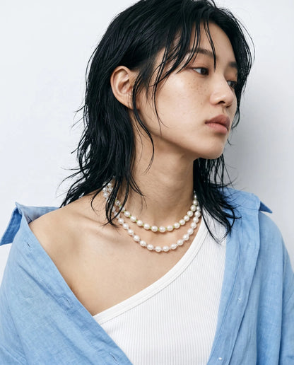 Real Freshwater Pearl & Color Bead Choker Necklace | Y2K Kitsch Neck Stack