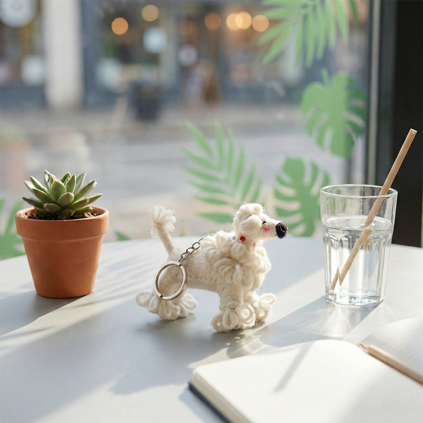 Handmade Wool Felt Poodle Keychain - Nepal Artisan Bag Charm