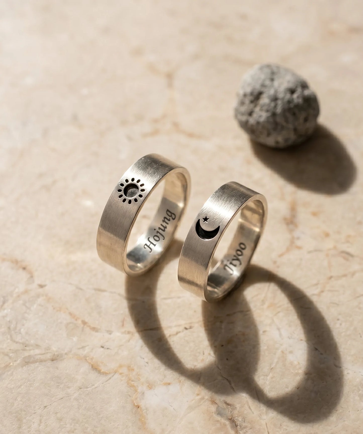 Sun & Moon Promise Ring — 925 Silver | Matching Set