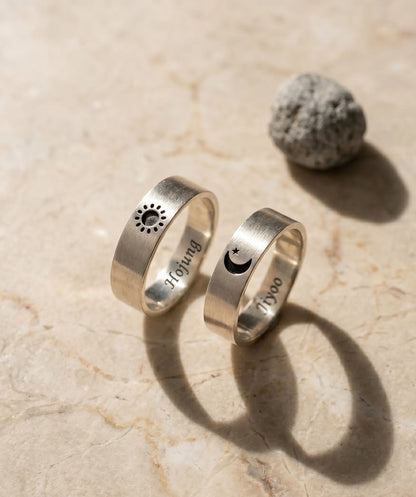 Sun & Moon Promise Ring — 925 Silver | Matching Set