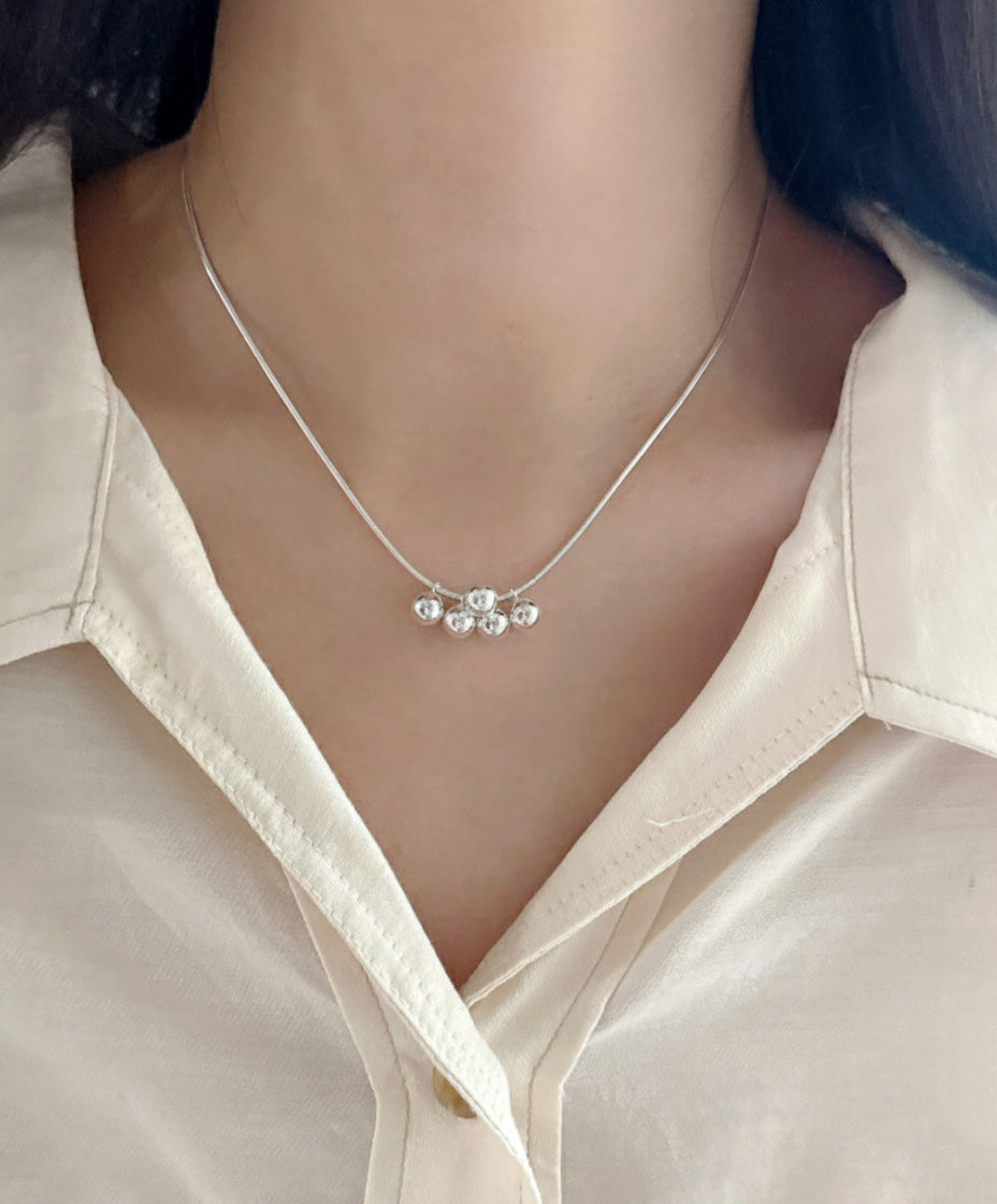 925 Silver Snake Chain 5-Ball Necklace