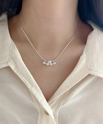 925 Silver Snake Chain 5-Ball Necklace