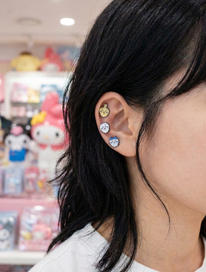 Chiikawa Hachiware Usagi Kawaii Barbell Stud Earring | Made in Korea