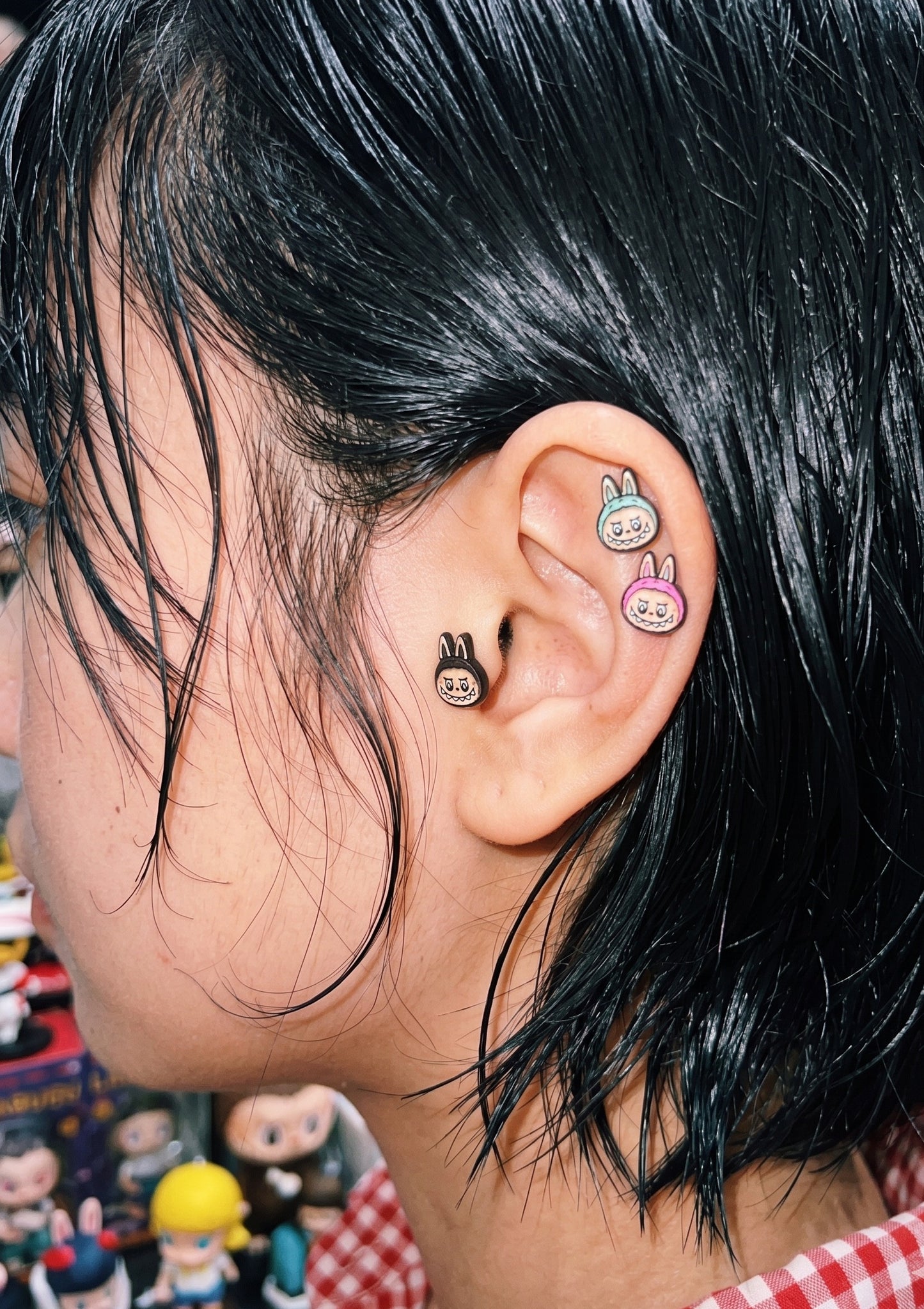 Labubu Ear Stack Set — 5 Character Studs | Wear Your Toys | Handmade in Korea