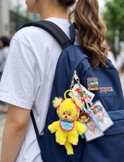 Sweet Lollipop Monchhichi Plush Bag Charm Keychain — Kawaii Y2K Bag Decor
