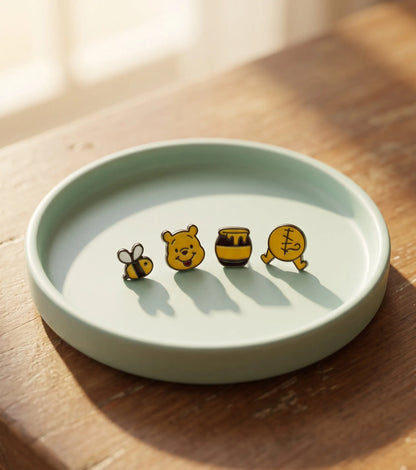 Vintage Winnie the Pooh Enamel Stud Set (4-Piece) | K-Style Kidult Earrings