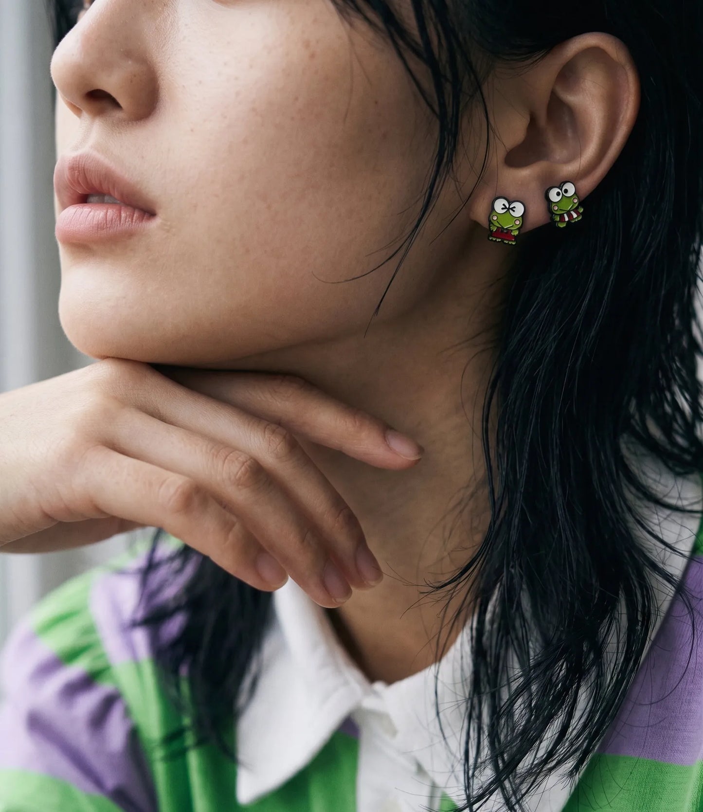 Keroppi Enamel Studs — K-Style Ear Stack