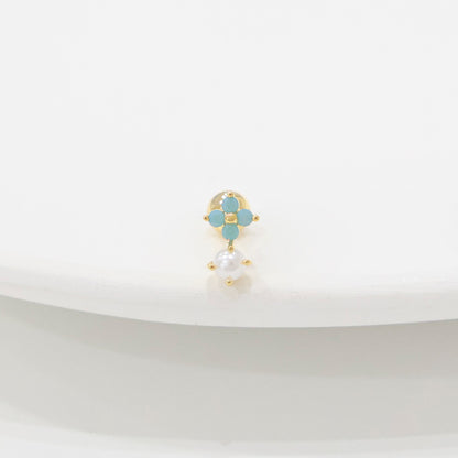 Pastel Flower Pearl Barbell Stud - Surgical Steel Cartilage Piercing