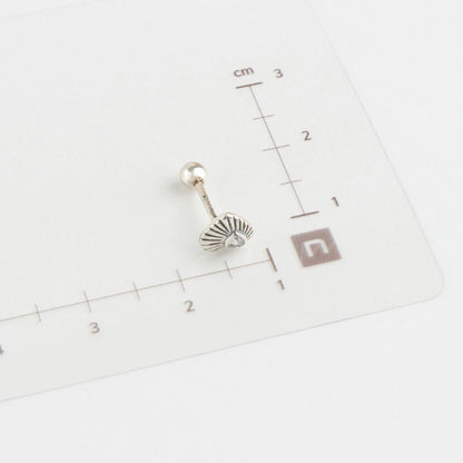 Antique Silver Heart & Flower Cartilage Stud | 925 Sterling Post