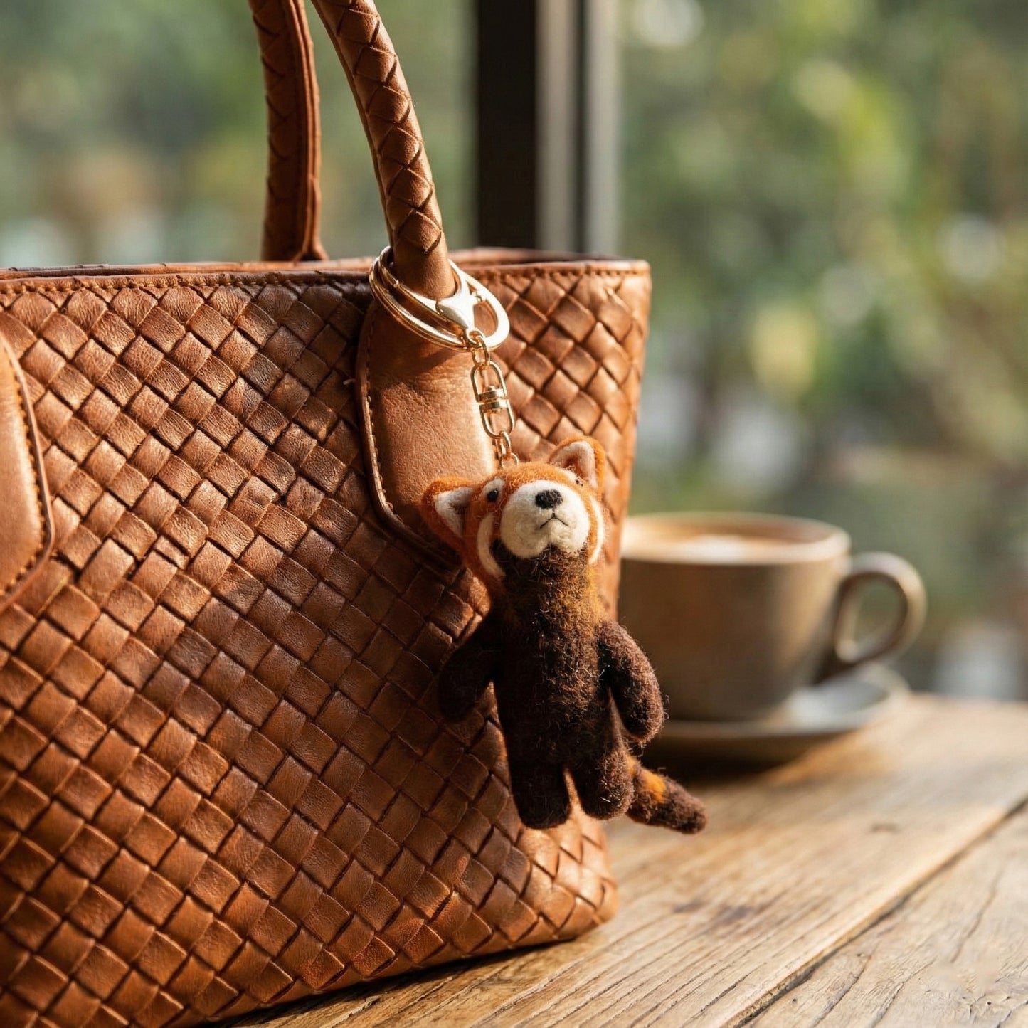 Handmade Nepal Wool Felt Animal Keychain - Cute Otter Red Panda Turtle Sheep | Unique Eco Gift