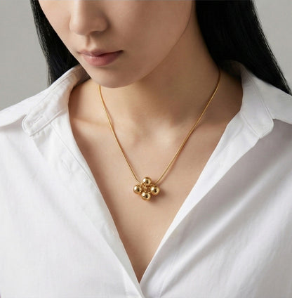 925 Silver Snake Chain 5-Ball Necklace