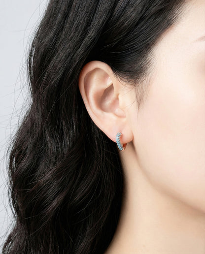 Sparkly Pavé Heart Huggie Hoop Earrings - 7 Colors CZ Cubic Zirconia | 14K Gold Plated Sterling Silver Posts