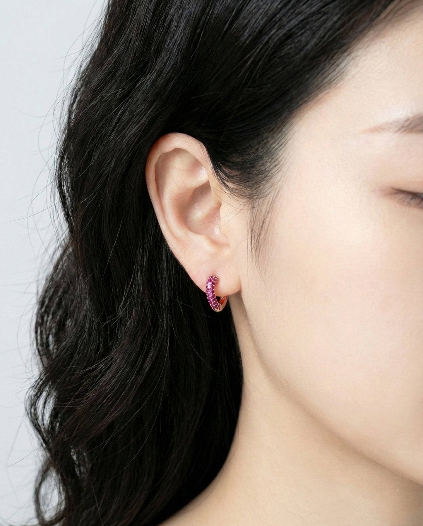 Sparkly Pavé Heart Huggie Hoop Earrings - 7 Colors CZ Cubic Zirconia | 14K Gold Plated Sterling Silver Posts