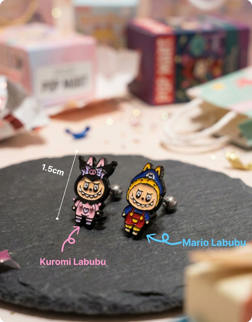 Labubu Ear Stack Set — 5 Character Studs | Wear Your Toys | Handmade in Korea