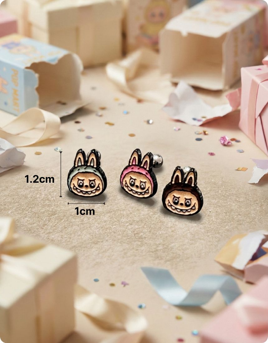 Labubu Ear Stack Set — 5 Character Studs | Wear Your Toys | Handmade in Korea