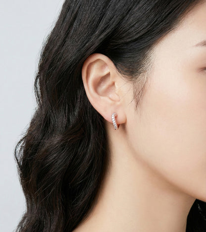 Sparkly Pavé Heart Huggie Hoop Earrings - 7 Colors CZ Cubic Zirconia | 14K Gold Plated Sterling Silver Posts