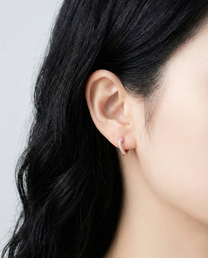 Sparkly Pavé Heart Huggie Hoop Earrings - 7 Colors CZ Cubic Zirconia | 14K Gold Plated Sterling Silver Posts