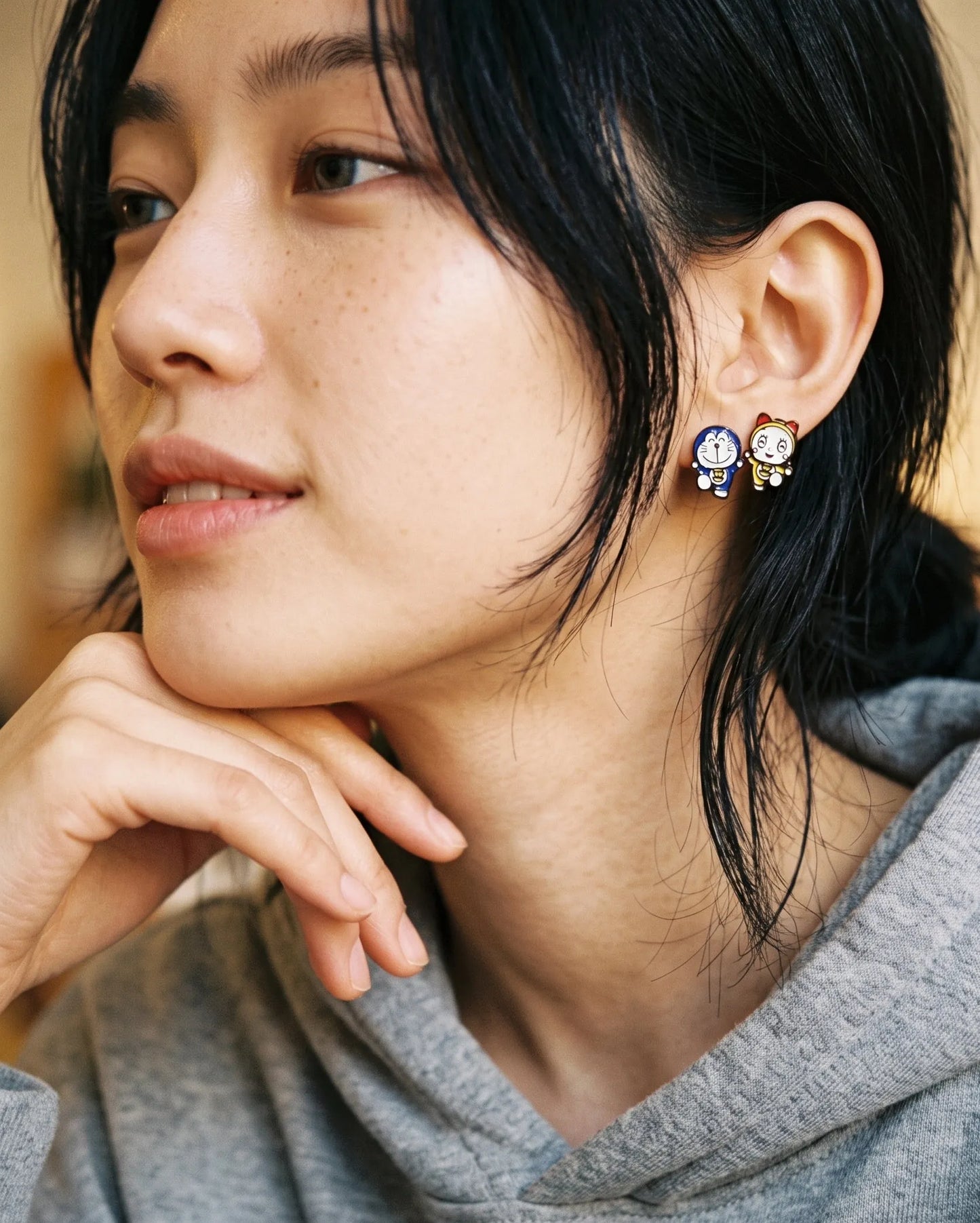Doraemon & Dorami Mismatched Studs — Handmade in Korea