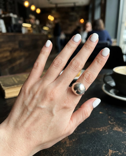 e 925 Sterling Silver Bold Dome Ring — Hollow Chunky Statement Ring, Custom Fit