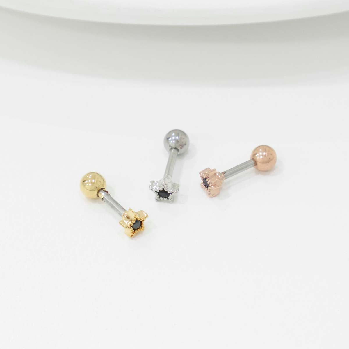 Mini Star Barbell Piercing | CZ Stone | Gold/Silver/Rose Gold