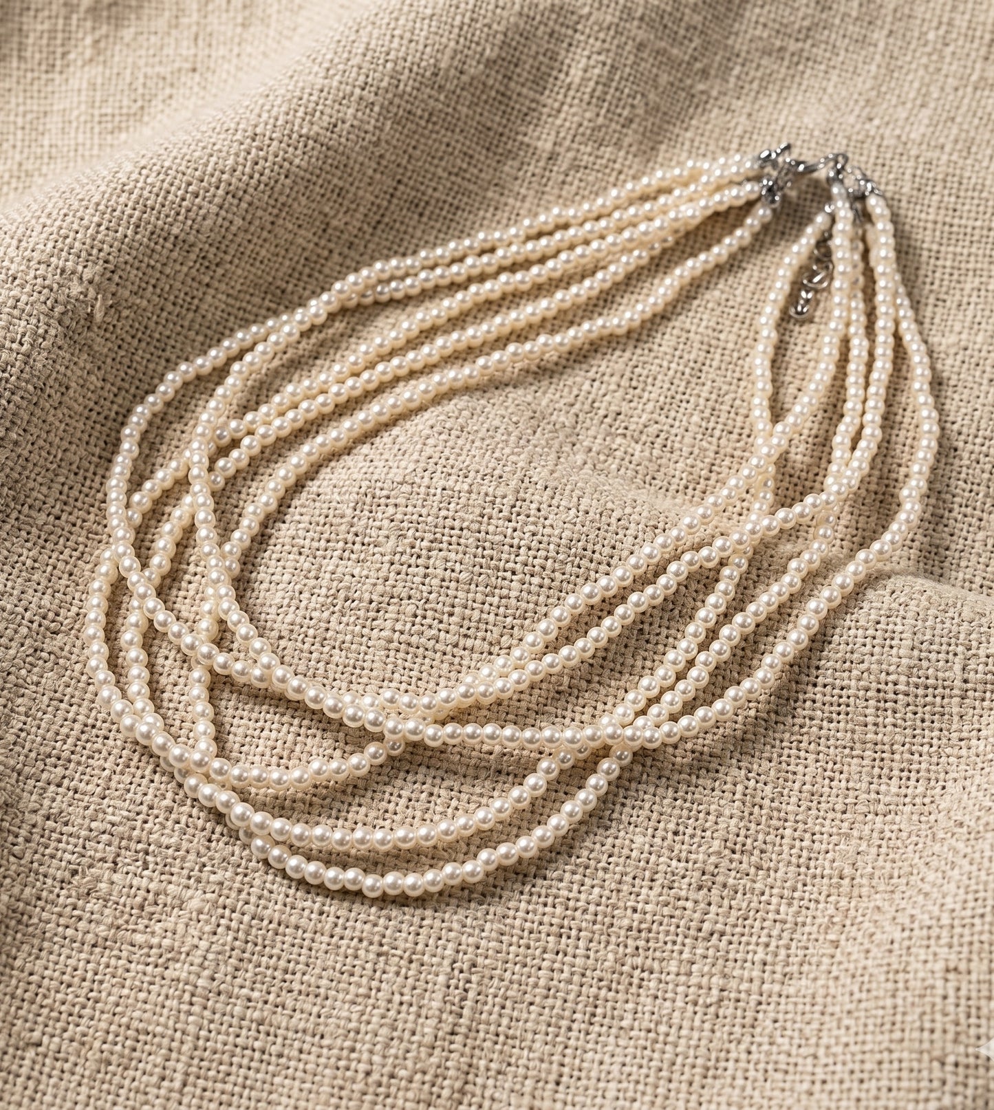5-Strand Pearl Choker Necklace | Layered Pearl Necklace for Women