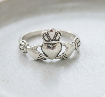 925 Sterling Silver Vintage Ring - Claddagh, Cupid Arrow & Heart Cross