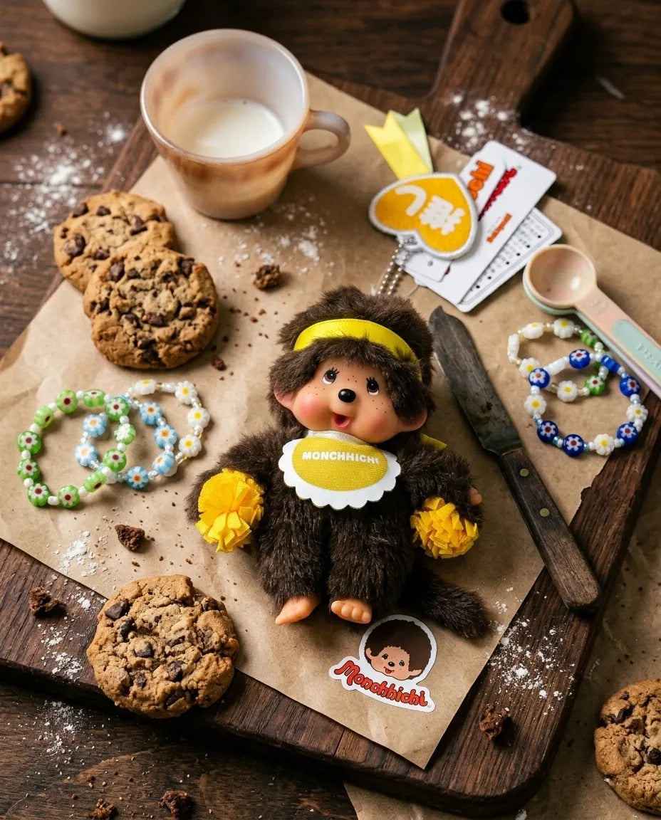 Monchhichi Cheerleader Plush Keychain Bag Charm | Yellow & Red