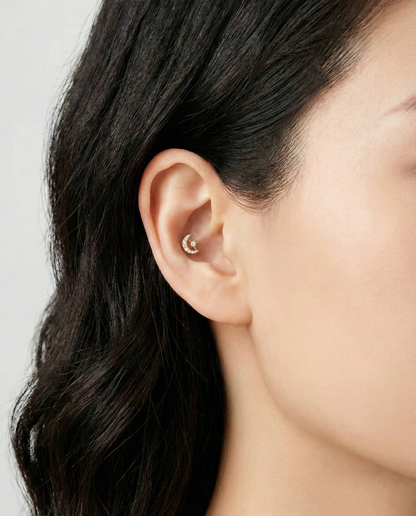 Celestial Moon & Star Pave Stud | K-Fine Piercing