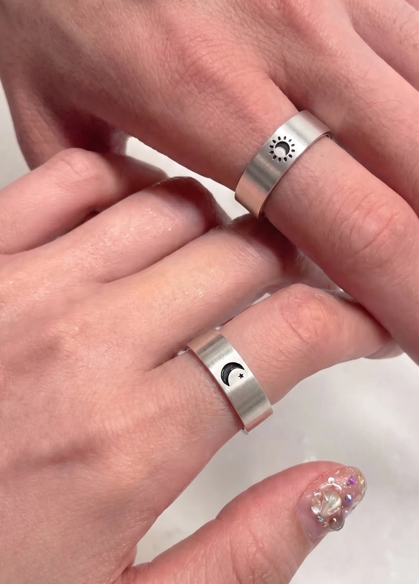 Sun & Moon Promise Ring — 925 Silver | Matching Set
