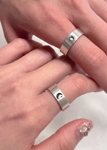 Sun & Moon Promise Ring — 925 Silver | Matching Set