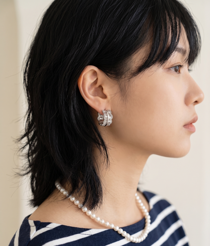 Vintage Filigree Chunky Hoop Earrings | CZ | Gold & Silver | Korean Jewelry