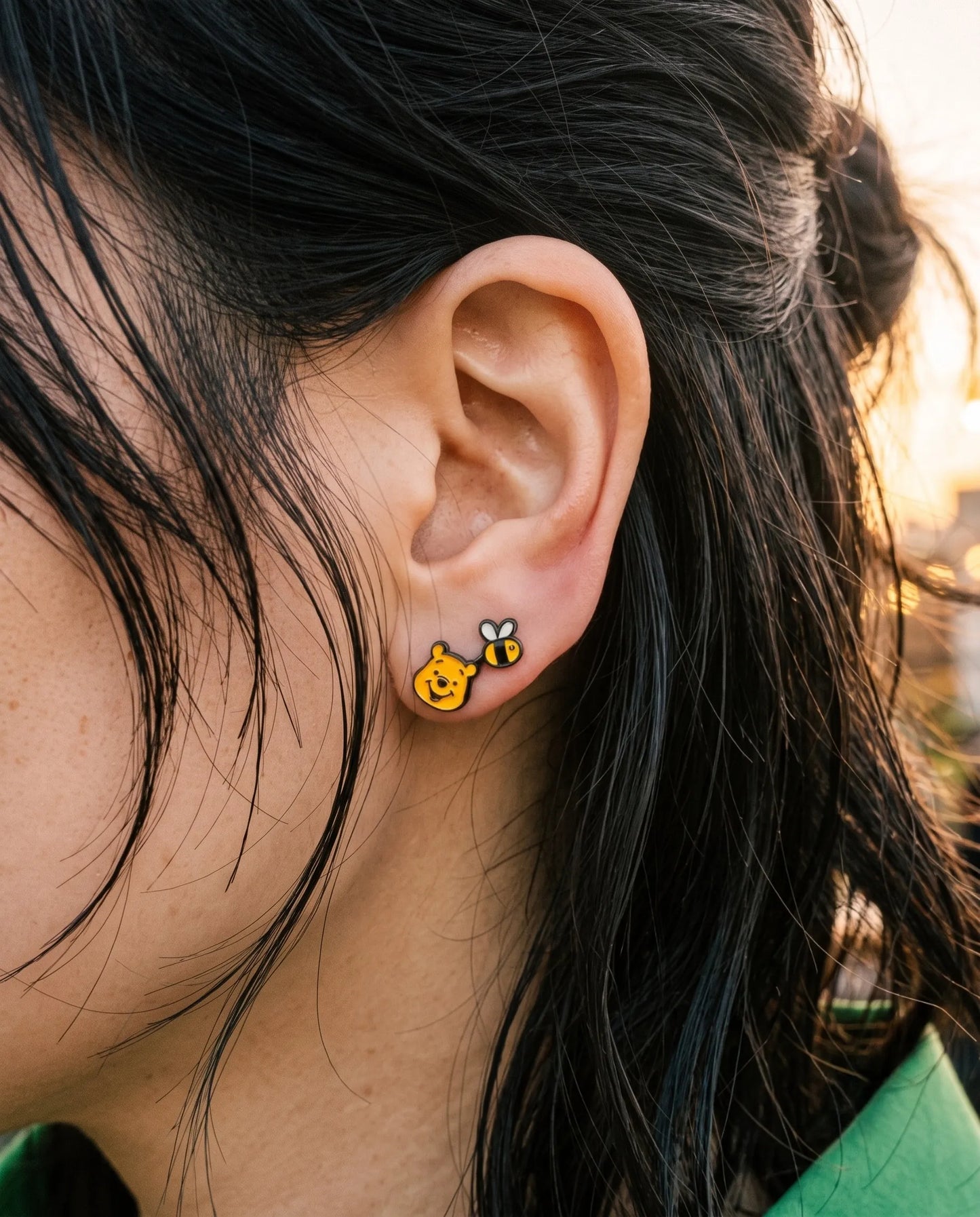Vintage Winnie the Pooh Enamel Stud Set (4-Piece) | K-Style Kidult Earrings