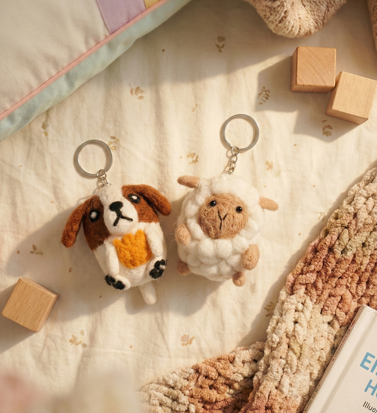 Handmade Nepal Wool Felt Animal Keychain - 5 Styles Bag Charm