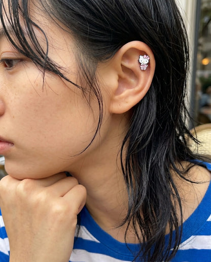 Ballet Kitty Barbell Stud | Coquette Ear Stack Piercing