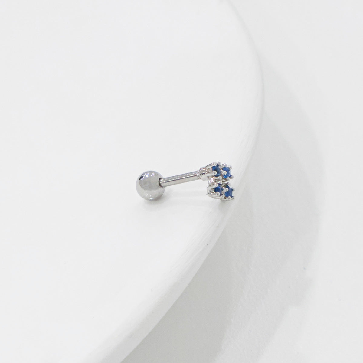 Blue CZ Barbell Studs (3 Styles) – Rhodium Plated